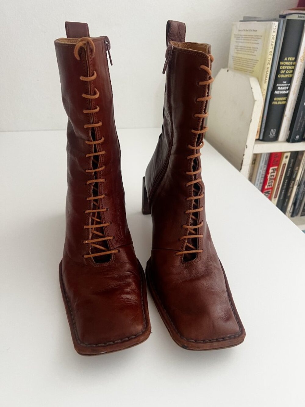 Miista Dionne Brown Leather Lace-Up Boots Size 37 - Picture 3 of 10